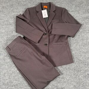 Mary Crafts Women Size 6 2 Piece Suit Set Blazer Pants Stretchy Business Office